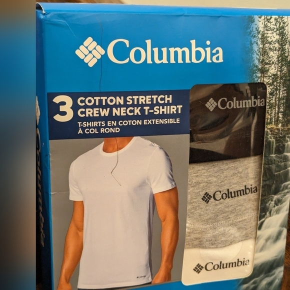 NWT 3pack Columbia t shirt Cotton Stretch Crew Tee, black white & gray Size XL - Picture 4 of 15